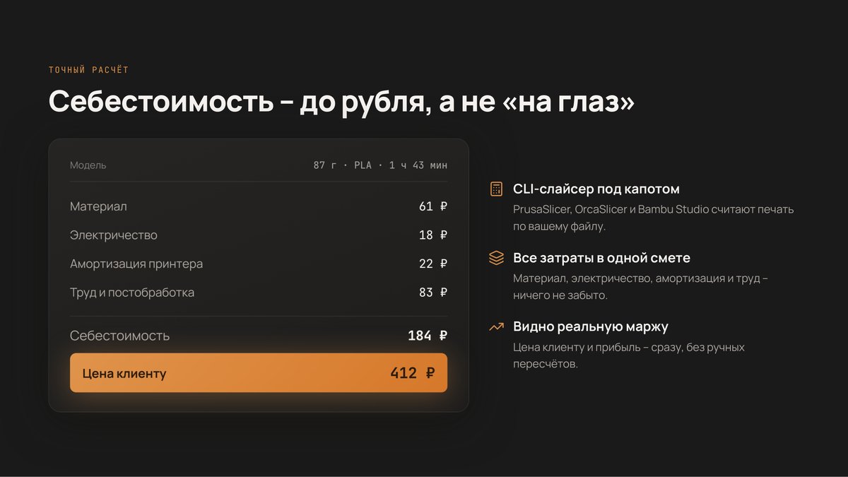 Слайд – себестоимость до рубля